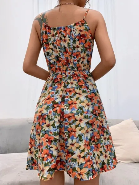 Design Floral Print Tie-Neck Midi Dress - 27