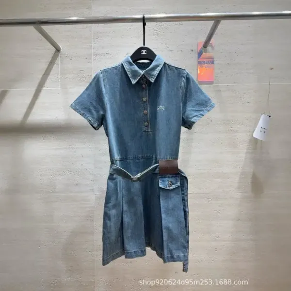 Chanel Denim Shirt Dress in Medium Wash Blue - 1