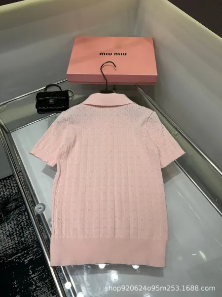 Miu Miu Knit Polo Shirt Lemon Yellow Tops Polo - 7