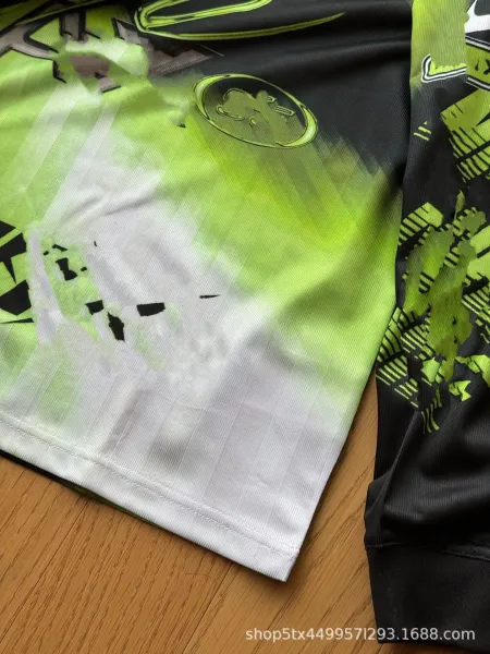 Design Long Sleeve Graphic Tee Neon Green Black White T-Shirts - 7