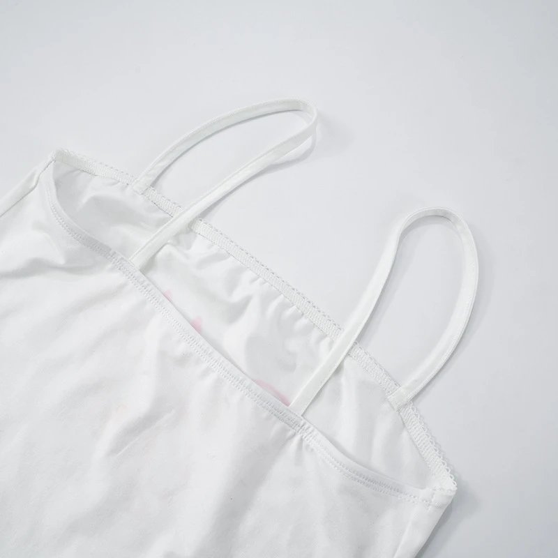 Design Daddy's Girl White Crop Top and Pink Trim Briefs Set Sets - 27