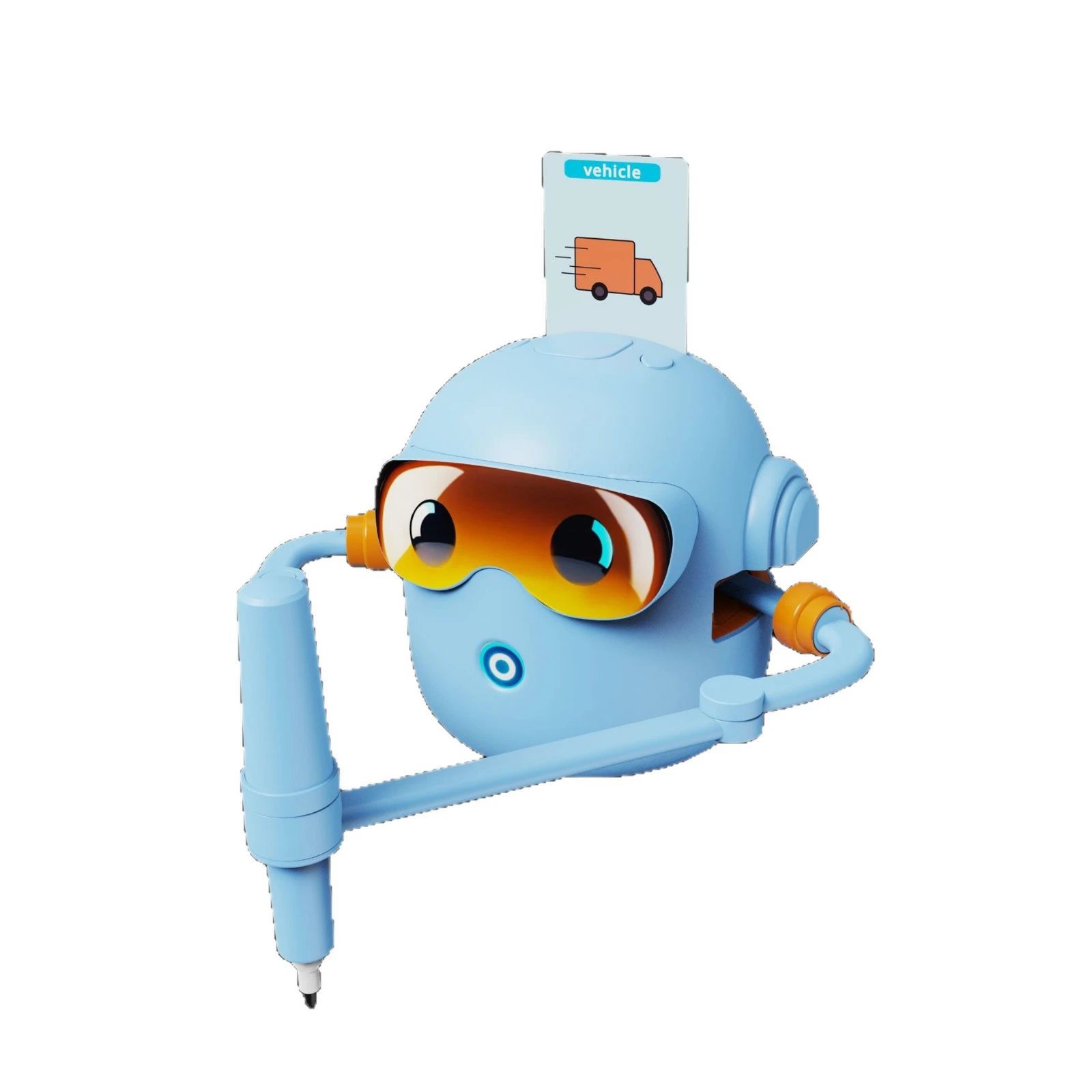 Blue Robot-Shaped Drawing Toy with Colorful Markers and Animal Flashcards Educational Toy