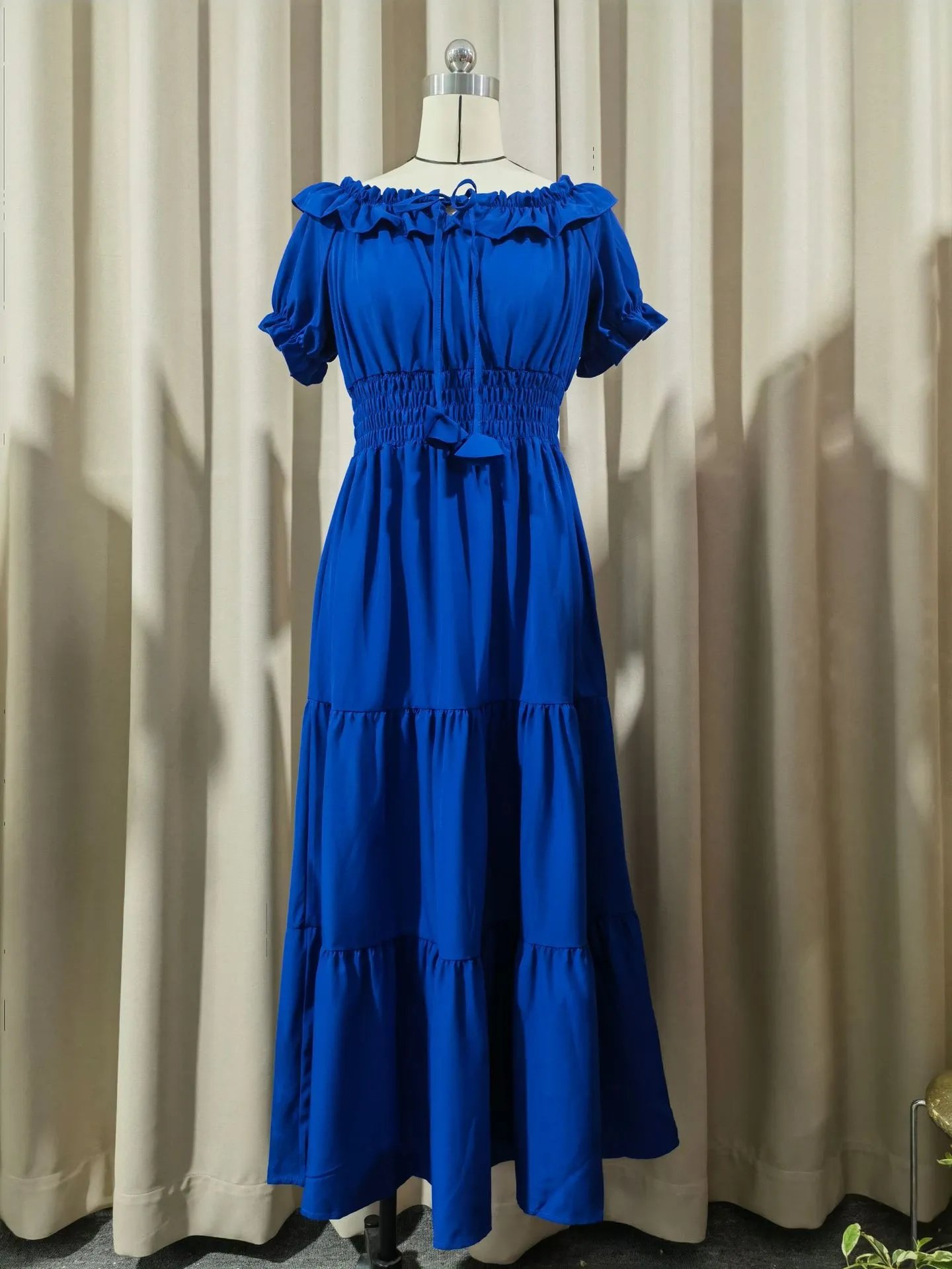 Design White Off-Shoulder Tiered Maxi Dress - 12