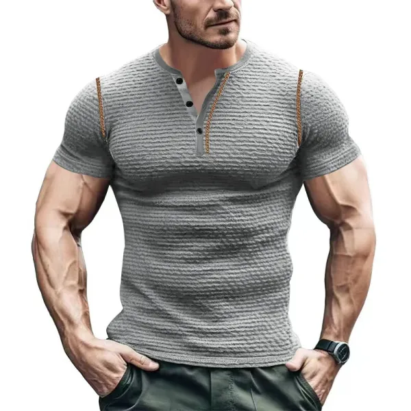 Design Henley T-Shirt Teal Textured - 13