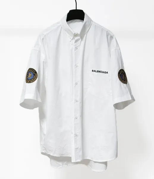 Balenciaga Oversized Short-Sleeve Shirt White - 1