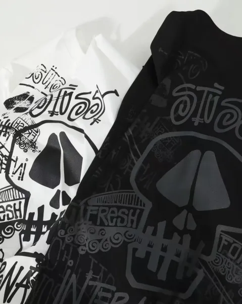 Stussy Skull Graffiti Print White T-Shirt - 8