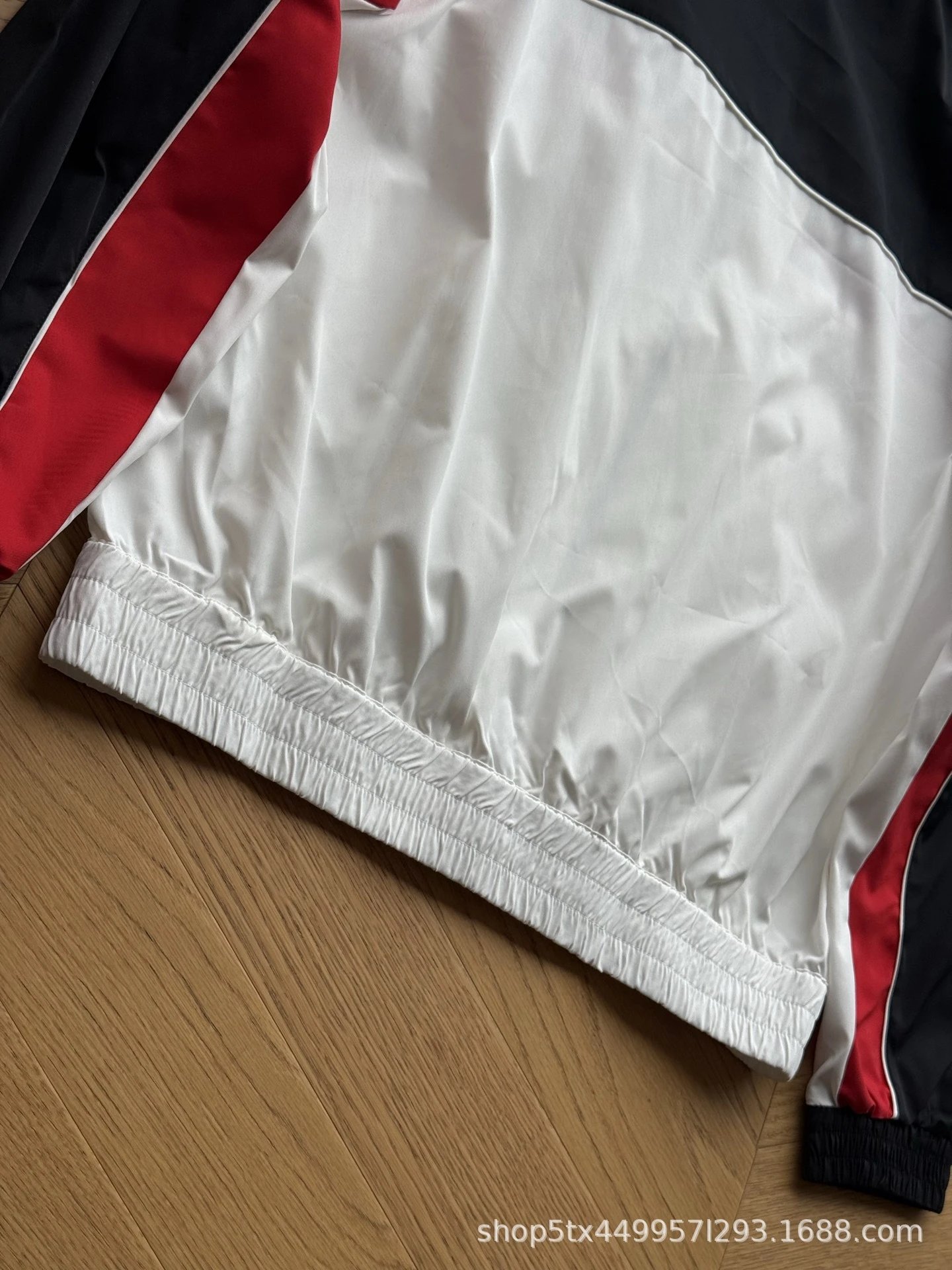Design Racing Stripe Windbreaker Jacket in Black, Red, and White Outerwear.windbreaker - 7