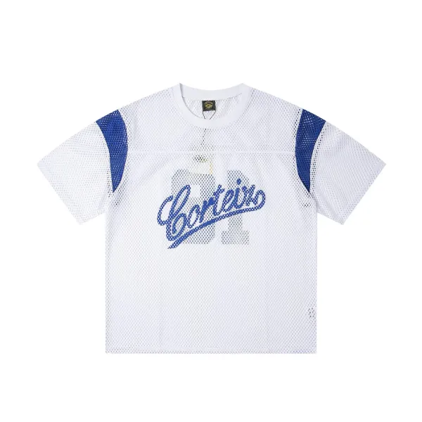 Corteiz Mesh Jersey White / Blue T-Shirt - 1
