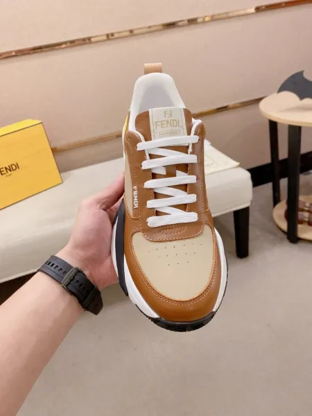 Fendi F-Logo Chunky Sneakers Brown Beige White - 3