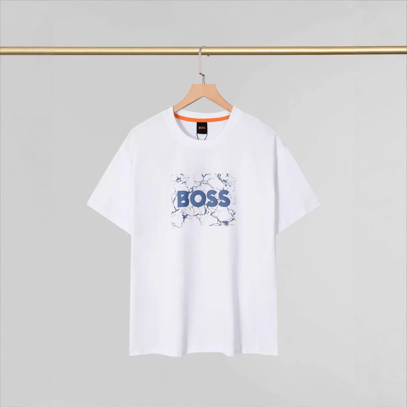 BOSS Marble Print White Black Graphic T-Shirt