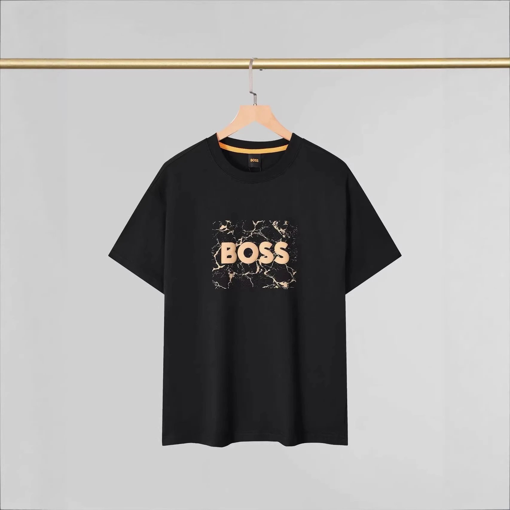 BOSS Marble Print White Black Graphic T-Shirt