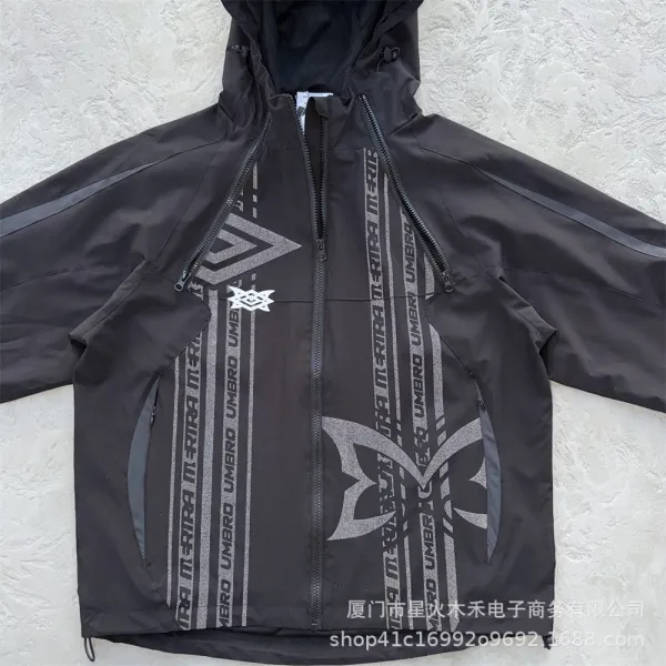 Umbro Windbreaker Jacket Royal Blue with White Stripes and Graphic Print - 32