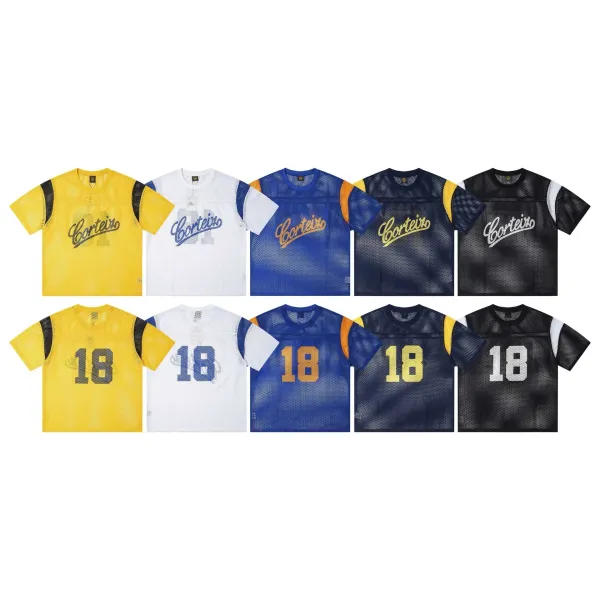 Corteiz Mesh Jersey Yellow Black Tops - 5