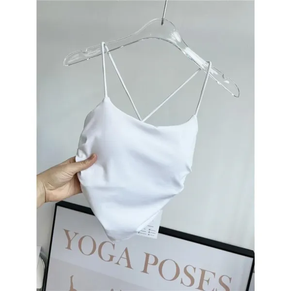 Design Cross-Back Camisole White Vest-Top - 1