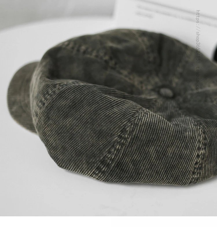 Design Corduroy Newsboy Cap Olive Green Hat - 6