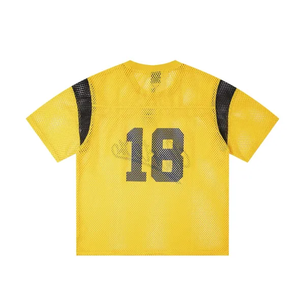 Corteiz Mesh Jersey Yellow Black Tops - 7