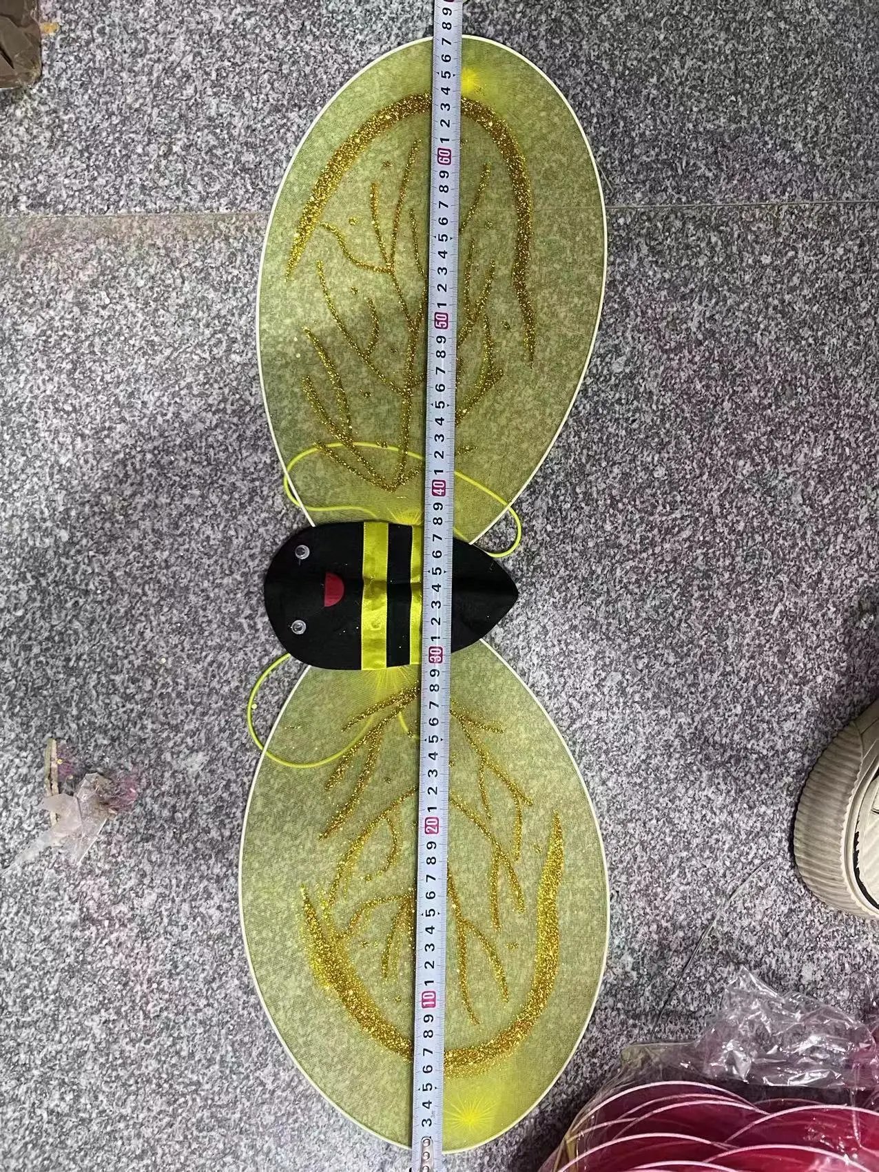 Design Bee Costume Set Yellow and Black Dress with Wings, Antennae Headband, and Striped Leg Warmers Dress - 13