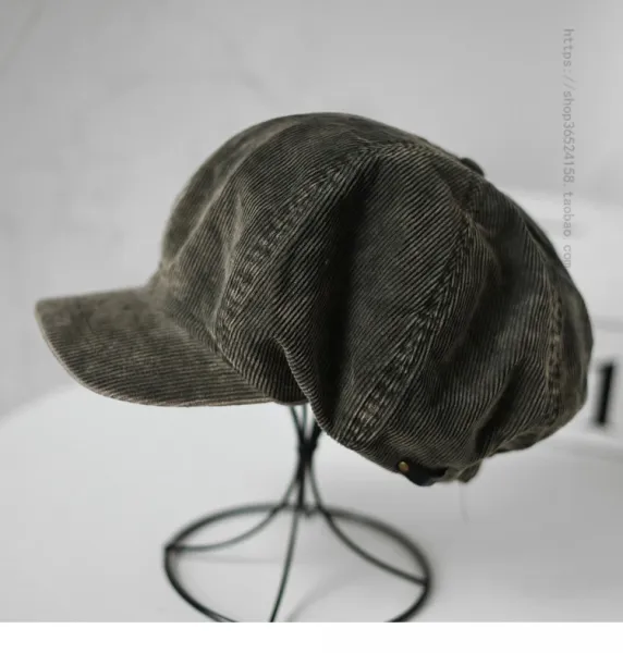 Design Corduroy Newsboy Cap Olive Green Hat - 7