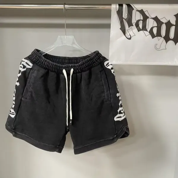 Hellstar Perforated Skull Print Shorts Black - 8