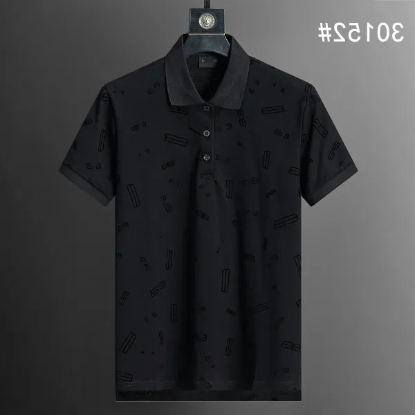 Design Abstract Print Black Polo Shirt - 1