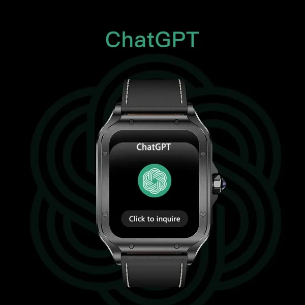 Design Smartwatch with Brown Leather Strap Black Case - 5