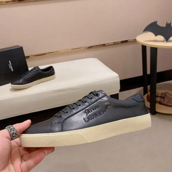 Saint Laurent SL / 10 Leather Sneakers Black and Cream - 1