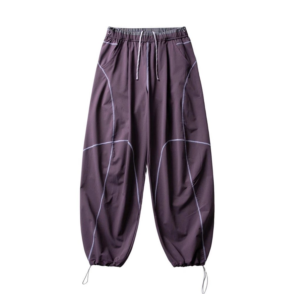 Design Baggy Cargo Pants Purple with Reflective Stitching