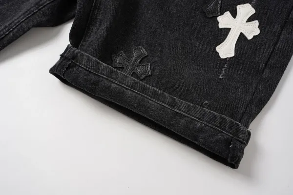 Chrome Hearts Cross Logo Denim Shorts Black - 48
