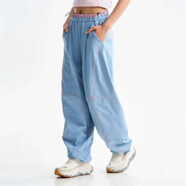 Design Baggy Cargo Pants Purple with Reflective Stitching - 18