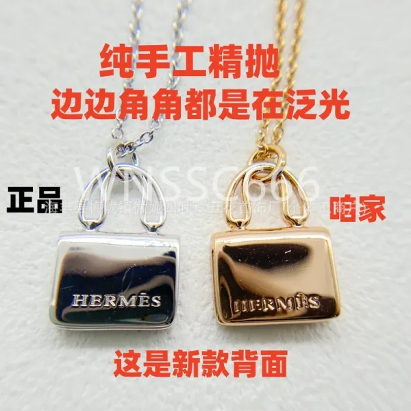 Design Mini Bag Pendant Necklace Pink Cubic Zirconia Gold-Plated Chain Jewelry - 9