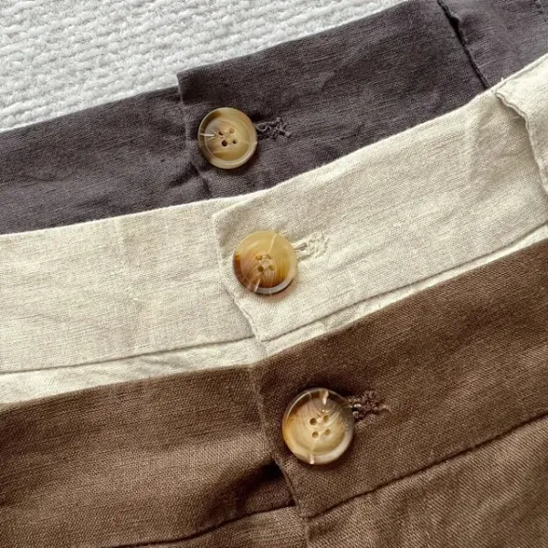 Design Wide-Leg Linen Blend Trousers Brown Pants - 30
