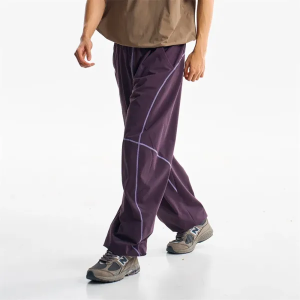 Design Baggy Cargo Pants Purple with Reflective Stitching - 25