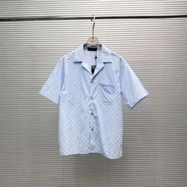 Design Short-Sleeve Checkerboard Shirt Light Blue - 1