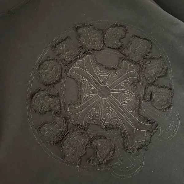 Chrome Hearts Cross Embroidered Distressed Black T-Shirt - 18