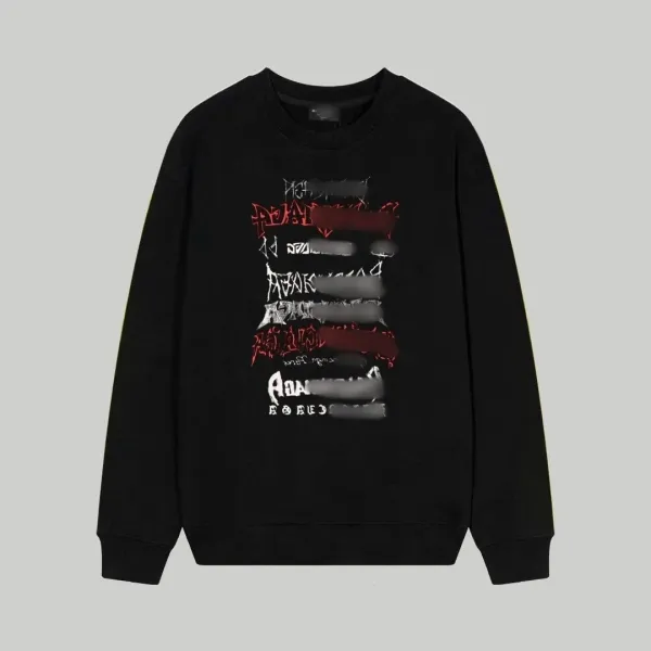 Design Graphic Print Black Crewneck Sweatshirt Hoodie - 1