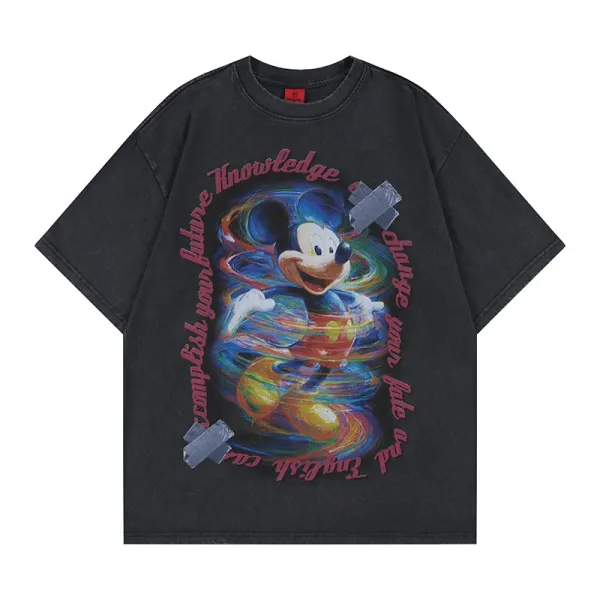 Design Disney x Unknown Artist Mickey Mouse Psychedelic Graphic White T-Shirt T-Shirts - 6