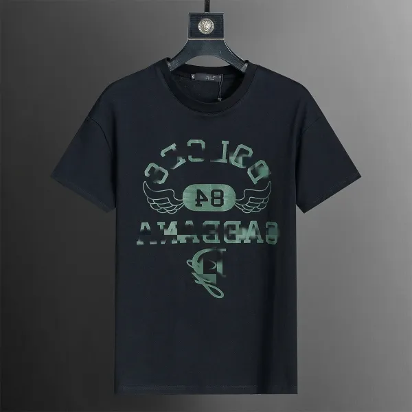 Design Graphic Print Black T-Shirt with Winged '48' Logo - 1