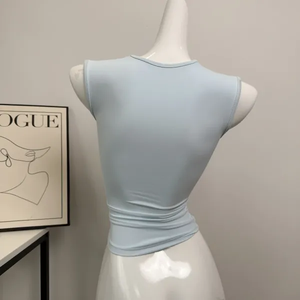 Design Square-Neck Sleeveless Top Beige + Pleated Skort Orange Activewear Set - 18