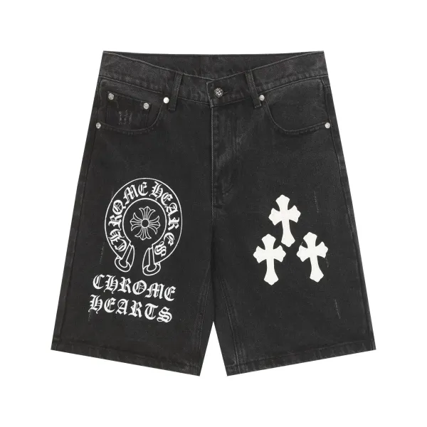 Chrome Hearts Cross Logo Denim Shorts Black - 20