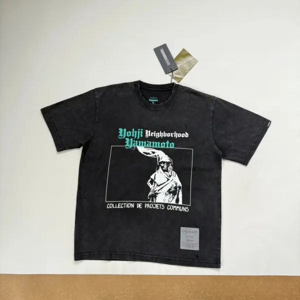 Yohji Yamamoto x Neighborhood Collaboration Graphic Tee Charcoal Gray T-Shirt - 17