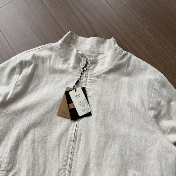 Design Minimalist Zip-Up Jacket Beige Outerwear - 12