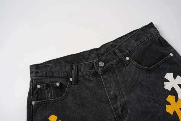 Chrome Hearts Cross Logo Denim Shorts Black - 32