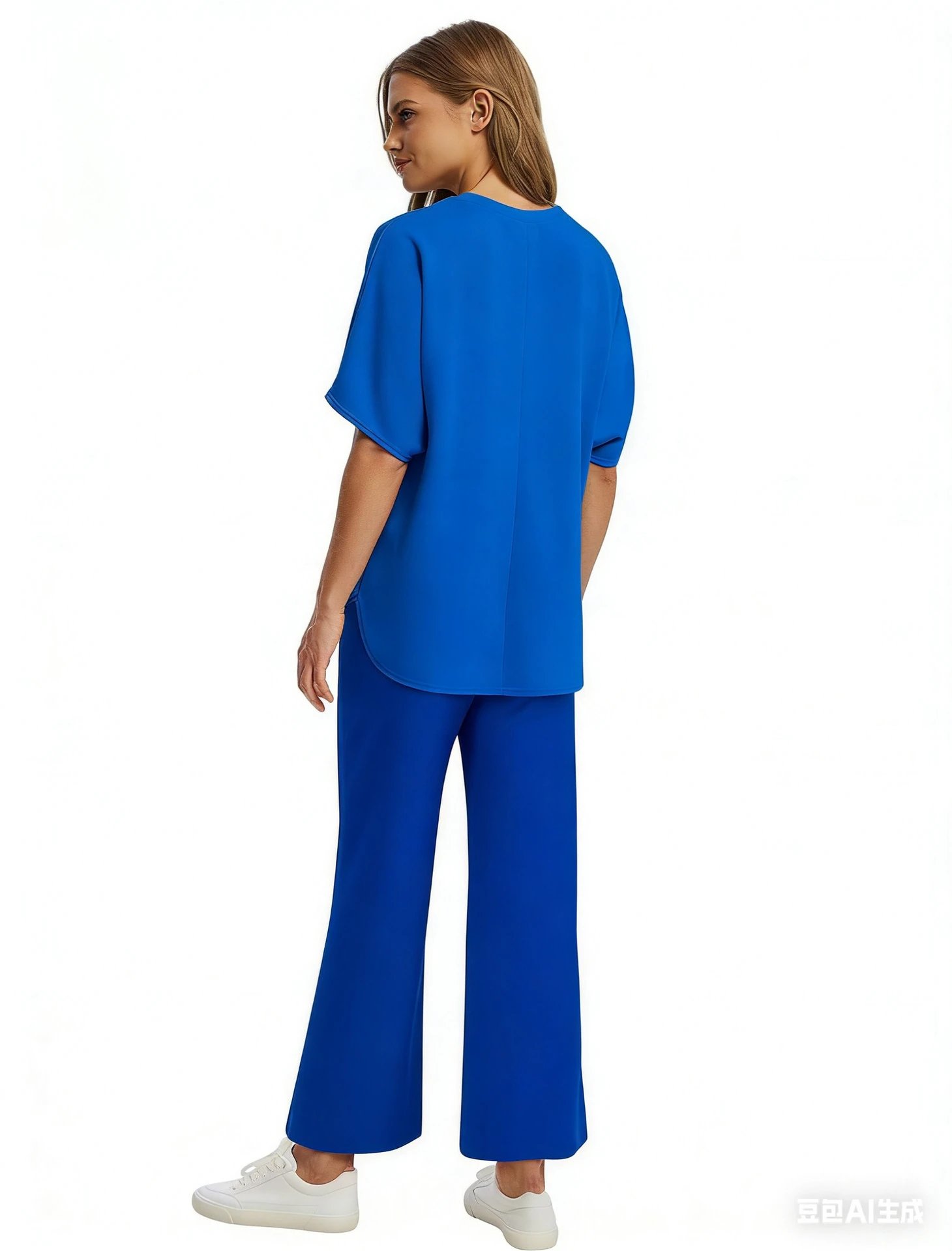 Design Relaxed Fit Cropped T-Shirt and Wide-Leg Pants Set Olive - 39