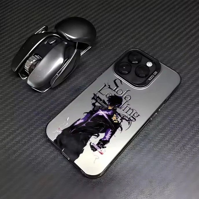 Design Solo Leveling Anime Graphic Phone Case for iPhone with Mirror Finish Phone Accessories