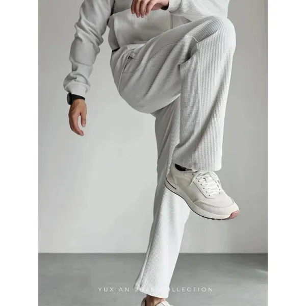 Design Yuxian 2023 Collection Waffle Knit Set Gray Pants and Sweater Sets - 1