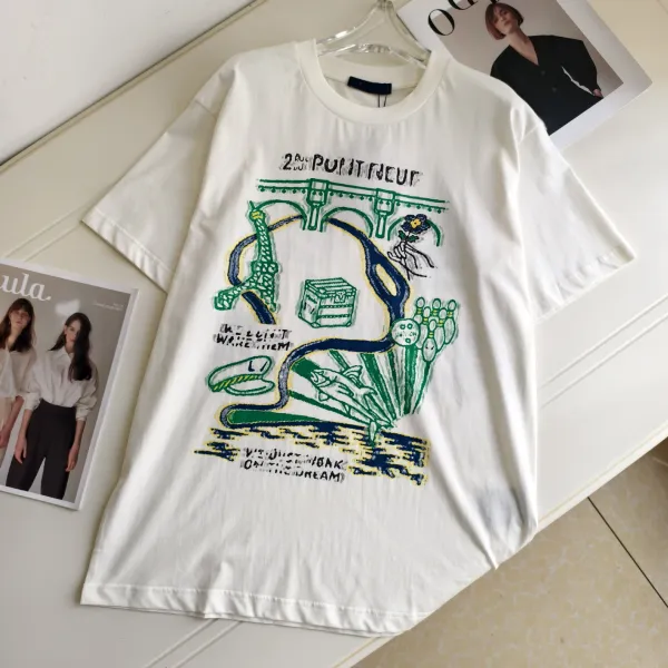 Design Graphic Print Oversized T-Shirt White - 4