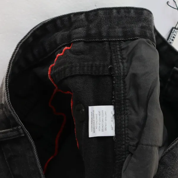 Design Lightning Embroidered Black Denim Shorts - 4