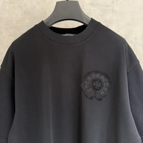 Chrome Hearts Cross Embroidered Distressed Black T-Shirt - 14