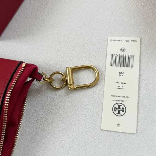 Tory Burch Horse Charm Zip Pouch Red Clutch Clutches - 15