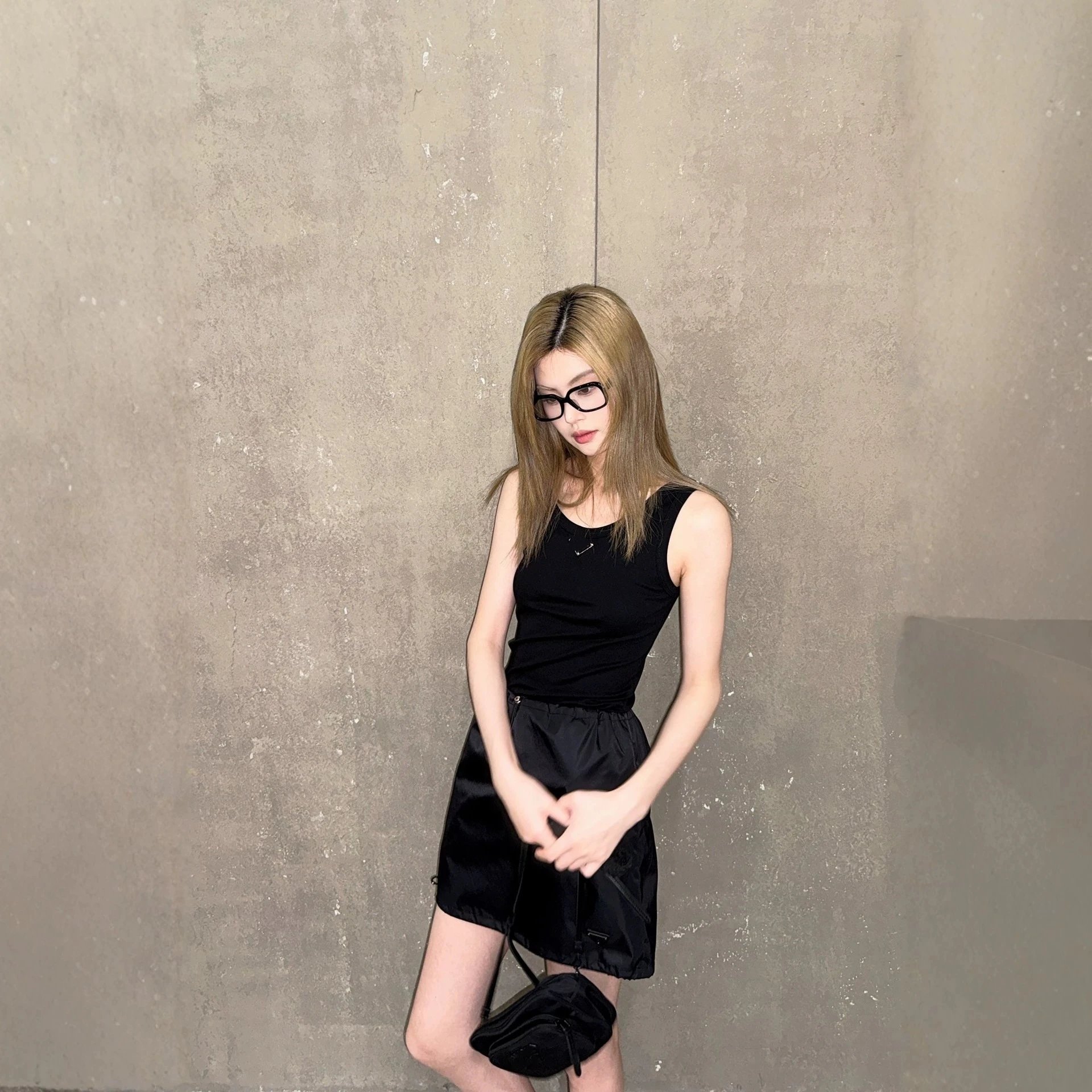 Prada Nylon Satin Drawstring Skirt